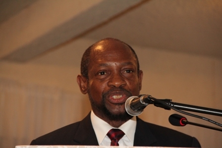 Prime Minister of St. Kitts and Nevis the Right Honourable Dr. Denzil L. Douglas delivering remarks at the 9th annual Constables Awards Ceremony and Dinner at the Occasions Events Centre in Pinneys