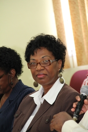 Permanent Secretary in the Premier’s Ministry, Nevis Island Administration Mrs. Joslyn Liburd at a recent press conference hosted by Deputy Governor General His. Honour Eustace John, to launch activities to commemorate Queen Elizabeth II’s Diamond Jubilee on Nevis