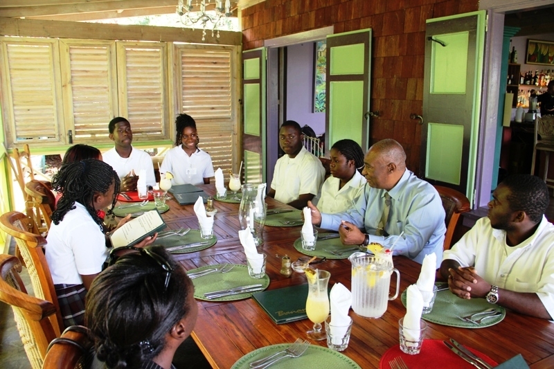 Nevis Debaters getting ready to have lunch with Premier of Nevis, Hon. Joseph Parry