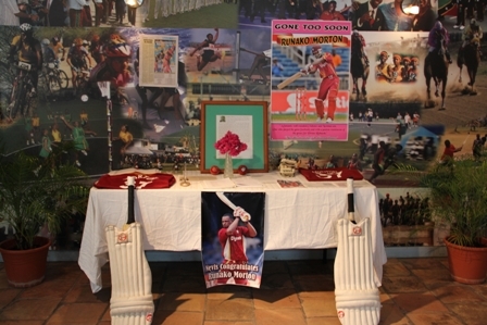 A tribute to fallen Nevisian cricketer Runko Morton at the Sports Museum in Charlestown