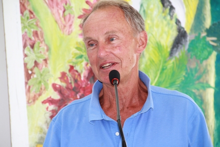 Florida Association for Volunteer Action in the Caribbean and the Americas Facilitator Dr. Peter Van Blokland delivering remarks at the Agri-business Workshop on Nevis