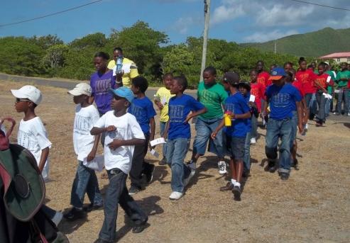 VOJN students taking part in walk-a thon 