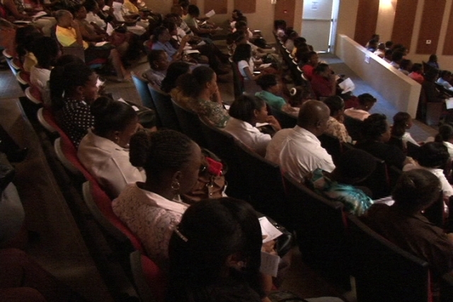 A section of teachers on Nevis at the Back to School opening ceremony at the Nevis Performing Arts Centre