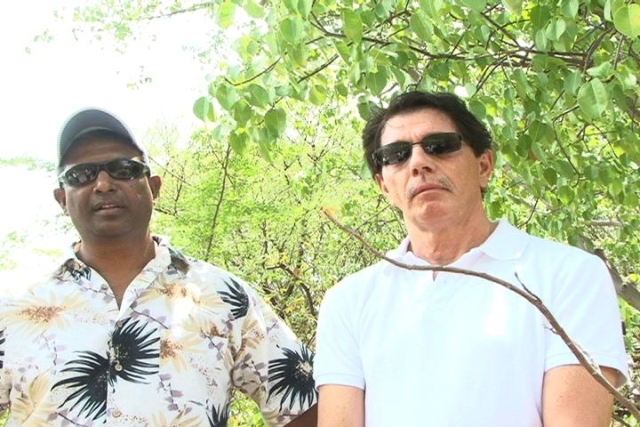 (L-R) Canadian Global Investment’s Chief Financial Officer Mr. William “Bill” Powdar and Chief Executive Officer Mr. Andre Reid on a field visit to Pembroke Estate site of the Company’s proposed Fuel storage facility