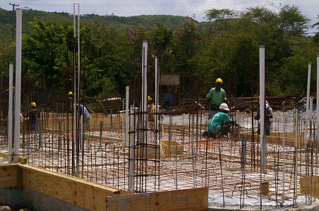 Workers constructing Tamarind Cove Marina