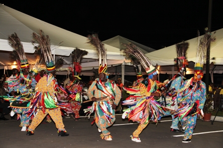 Masquerades performing at the official opening ceremony of the Nevis Performing Arts Centre on April 28, 2012