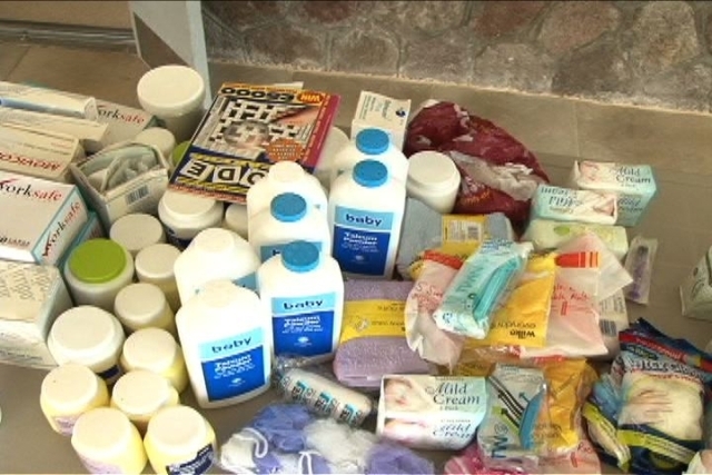 Some of the supplies donated for the care of residents at the Flamboyant Nursing Home from members of the Byron Family based in the United Kingdom  