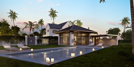 Rendering of a villa (back) at the Four Seasons Resort Estates US$60 million Villas at Pinneys Beach project