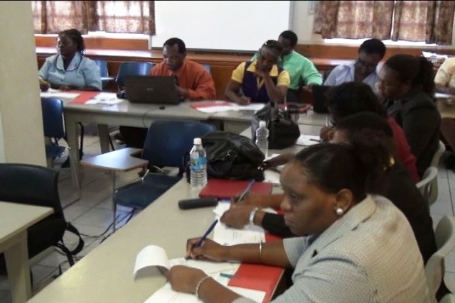 Teams from the four pilot schools on Nevis at the Child Friendly Schools Training Workshop at Marion Heights