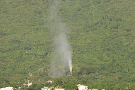 Another geothermal well with proof of geothermal energy rising from an open vent at Upper Hamilton on Nevis during exploratory work in 2008 (file photo)
