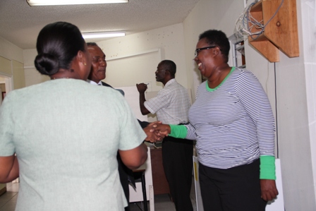 Minister of Education and Premier of Nevis Hon. Vance Amory meeting with staff at the Ministry of Education at Marion Heights