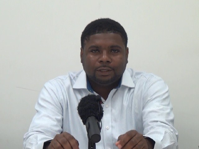 Minister responsible for Physical Planning, Natural Resources and Environment Hon. Troy Liburd at a press briefing to launch the United Nations Educational Scientific and Cultural Organization environmental conference to be held in collaboration with the Nevis Island Administration in May