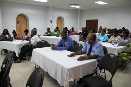 Some of the healthcare practitioners on Nevis attending a workshop on sensitisation on the OECS HIV/STI Guidelines hosted by the OECS Secretariat HIV/AIDS Project Unit in collaboration with the Ministry of Health on Nevis and the Regional Coordinating Unit, Caribbean HIV/AIDS Regional Training Network on March 26, 2013 at the St. Pauls Anglican Conference Centre