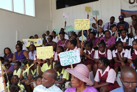 A section of persons at the Rally at the Elquemedo Willett Park on International Women’s Day, organised by the Social Services Department in the Nevis Island Administration on March 08, 2013