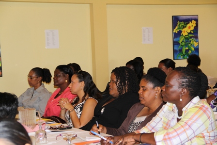 A section of women attending the Pre-International Women’s Day Symposium hosted by the Social Services Department at Mount Nevis on March 5th, 2013
