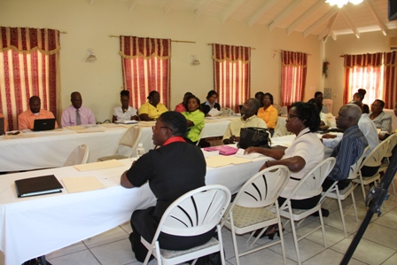 Participants at the two-day workshop of  the Department of Education on Nevis’ Teacher Appraisal Training Workshop for education officials and principals at the red Cross conference room