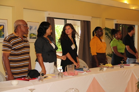 Participants at a five-day Marketing Techniques for Small Hotels Workshop at the Mount Nevis Hotel on November 04, 2013, sponsored by the Caribbean Development Bank and the Caribbean Technological Consultancy Services in collaboration with the Nevis Island Administration’s Ministry of Tourism through the Small Enterprise Development Unit