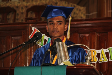 Valedictorian of the Gingerland Secondary School’s Graduating Class of 2013 Mr. Doodnauth Sarjoo