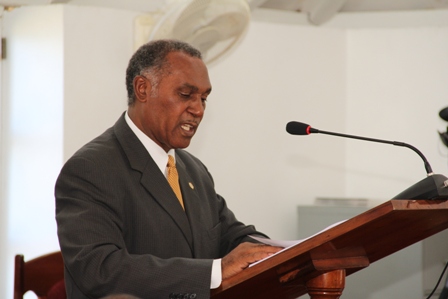 Premier of Nevis and Minister of Finance in the Nevis Island Administration Hon. Vance Amory delivering the 2014 Budget Address at a sitting of the Nevis Island Assembly on December 18, 2013