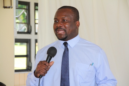 Permanent Secretary in the Ministry of Social Development, Keith Glasgow delivering remarks at the 9th annual Hanleys Road senior citizens outing at the Mount Nevis Hotel on December 13, 2013