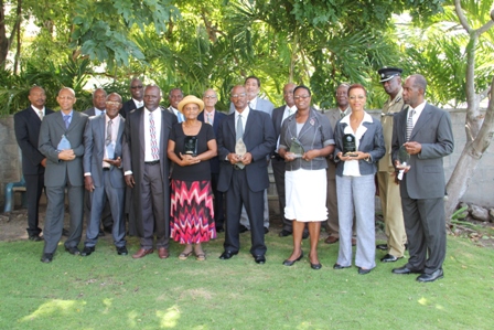 Past President’s of the Nevis Island Assembly, clerks and parliamentarians awarded in recognition of their service and dedication to the Assembly on December 10, 2013 at the Nevis Island Assembly Chambers, Hamilton House