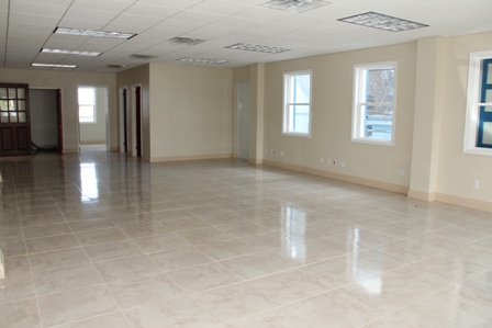 an open space on the bottom floor of the two-storey Nevis Corporative Credit Union’s Ingle Blackette Building Business Complex in Charlestown 