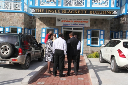 Premier of Nevis and other members of the Nevis Island Administration Cabinet tour the Nevis Cooperative Credit Union’s Ingle Blackette Building Business Complex in Charlestown