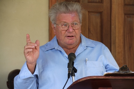 Mr. Richard Lupinacci, a member of Friends of ARK, delivering remarks at the ground breaking ceremony for the Veterinary Clinic Expansion project at Prospect Estate on January 30, 2014