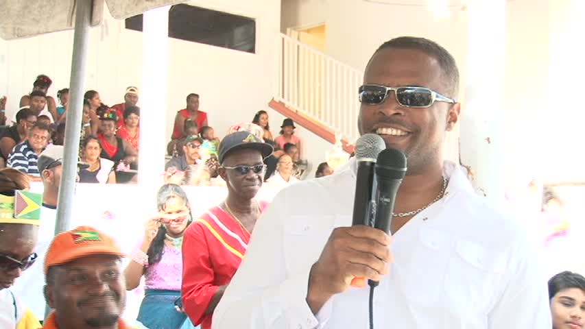 Deputy Premier and Minister of Culture on Nevis Hon. Mark Brantley at the Guyana Republic Day celebrations on Nevis hosted by the Guyanese Association of Nevis at the Elquemedo T Willett Park on February 22, 2014