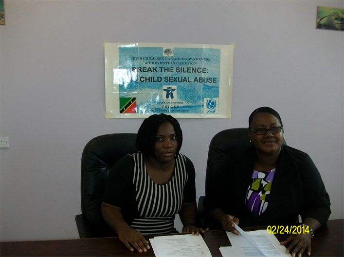 Sandra Maynard Director of Social Services in the Department of Social Services in the Ministry of Social Development on Nevis (l) and Anesta Maynard Acting Supervisor of Family Services in the Department of Social Services (r)