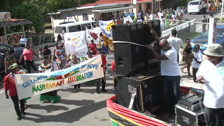 A parade through Charlestown, as part of the Guyanese Association of Nevis   Guyana Republic Day celebrations on Nevis enters the Elquemedo T. Willett Park on February 22, 2014