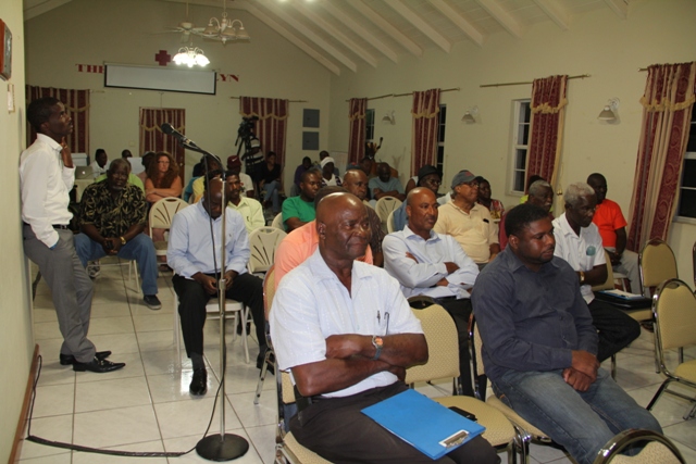 A section of persons at a joint town hall meeting organised by the Nevis Island Administration and the High Command of the Nevis Division of the Royal St. Christopher and Nevis Police Force on March 13, 2014 at the Red Cross Building