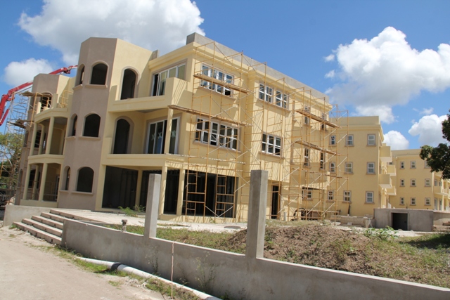 Ongoing construction work at the Hamilton Beach Villas and Spa on March 04, 2014