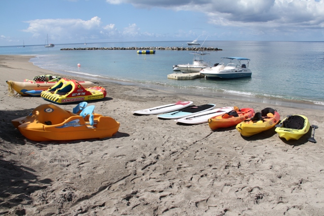 Water sports equipment available to tourists and visitors from Islander Water Sports on Pinneys Beach