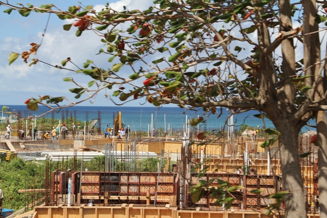 Ongoing construction work on the site of the Residence at Tamarind Cove and Marina Projec