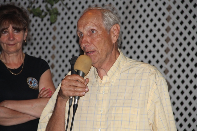 Peter Fuff a representative of Aviation Connection delivering remarks at a cocktail reception at the Lime Beach Bar and Grill at Pinneys Beach, hosted by the Nevis Tourism Authority and the Nevis Air and Sea Ports Authority