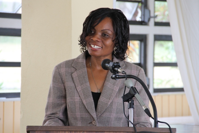Vanessa Webbe Tourism Education Officer in the Ministry of Tourism delivering remarks at the launch of the Bank of Nevis sponsored Tourism Youth Congress for 2014 on April 24, 2014