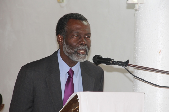 Outgoing Organisation of American States Ambassador to St. Kitts and Nevis His Excellency Starret Greene delivers remarks at a special church service held in his honour at the St. Paul’s Anglican Church in Charlestown on June 18, 2014
