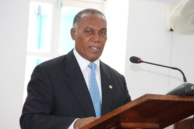 Premier of Nevis and Minister of Finance in the Nevis Island Administration making his presentation at a sitting of the Nevis Island Assembly on June 12, 2014