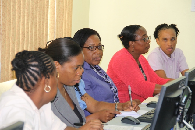 A section of Budget personnel in the Nevis Island Administration during a training exercise at the Ministry of Finance conference room on June 04, 2014