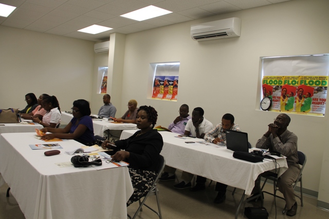 Participants at a one-day consultation hosted by the OECS Secretariat in collaboration with the Nevis Island Administration on June 05, 2014 at the Emergency Operating Centre at Long Point