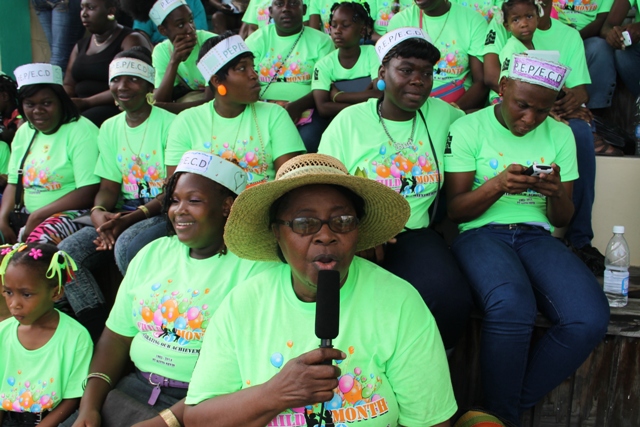 Vanta Walters, former Coordinator for early Childhood Development in St. Kitts and Nevis who served in that position for over 20 years with some of her trainees from St. Kitts whom she brought to Nevis to take part in the 30th anniversary of the Child Month parade on June 06, 2014