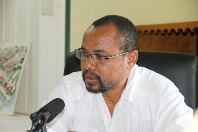 Principal Technical and Vocational Education and Training Officer in the Federal Ministry of Education Fritzroy Wilkin who accompanied Caribbean Development Bank officials during a mission visit to Nevis on May 28, 2014