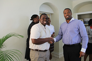 Deputy Premier of Nevis and Minister of Tourism Hon. Mark Brantley gives his blessings reigning Junior Minister of Tourism on Nevis Rol-J Williams, who is Nevis’ representative in the 2014 CTO Tourism Youth Congress