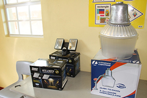 Some of the lighting equipment donated to schools on Nevis by Crime Stoppers in collaboration with the Ross University School of Medicine and Four Season Resort, Nevis, at the Department of Education’s Conference Room at Pinney’s Industrial Site on October 31, 2014