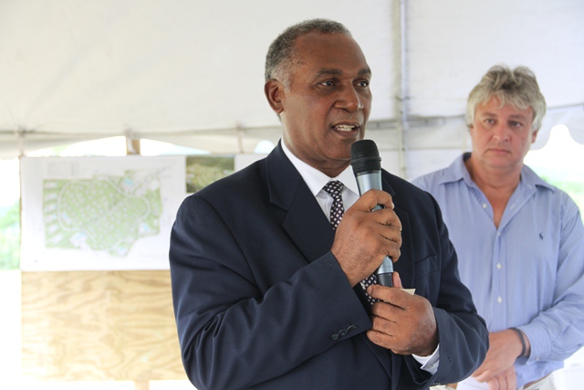Premier of Nevis Honorable Vance Amory at the Paradise Palm Resort Ground Breaking Ceremony on Monday Dec 15, 2014 at Colquhoun’s Estate