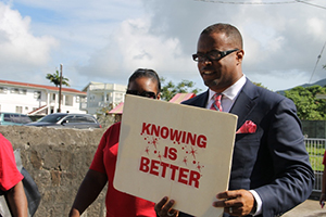 Deputy Premier of Nevis and Minister of Health Hon. Mark Brantley in the World Aids Day March in Charlestown on December 01, 2014