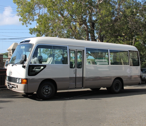 Brand new $202,500 Toyota Coaster Bus purchased by the Nevis Island Administration for the Department of Education’s School Bus programme on Nevis