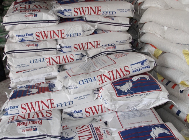 Swine feed available at the Supply Office at Pinneys