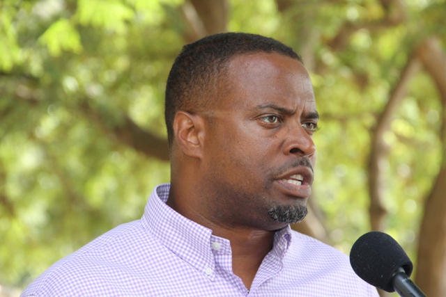 Deputy Premier of Nevis and Minister of Tourism and Culture Hon. Mark Brantley on site at the venue for the first Nevis Blues Festival at Oualie Bay on February 25, 2015. The festival is carded for April 16, 17 and 18, 2015